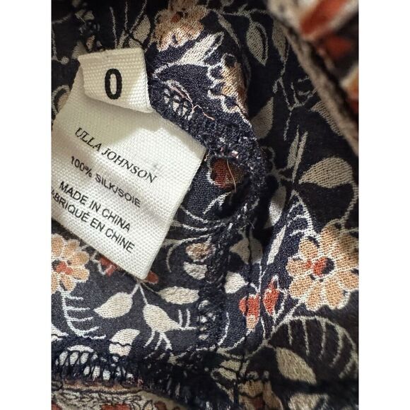 Ulla Johnson Top Silk Blue Floral Flutter Soleil Size 0 - Picture 4 of 5